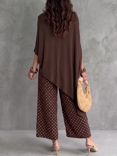 1772507 Batwing Sleeves Loose Asymmetric Solid Color Round-Neck Blouses&Shirts Tops