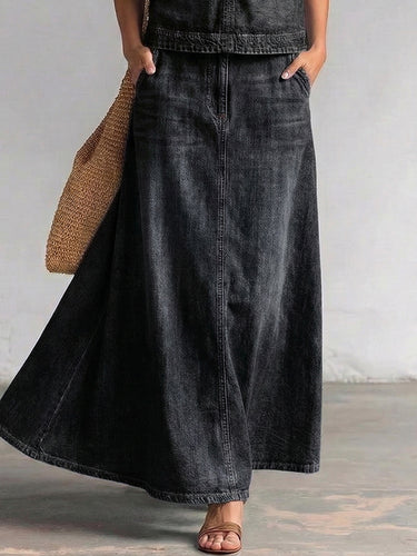 Loose Pockets Solid Color Skirts Bottoms