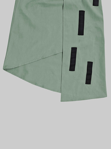 1650351 A-Line Loose Asymmetric Elasticity Pockets Split-Joint Skirts Bottoms