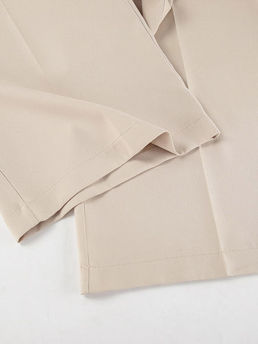 1784014 Cropped Sleeveless Buttoned Pockets Solid Color V-Neck Pants Two Pieces Set Vest Top