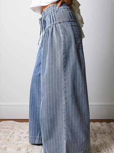 1776970 Pantaloni jeans con tasche elastiche con coulisse a vita alta
