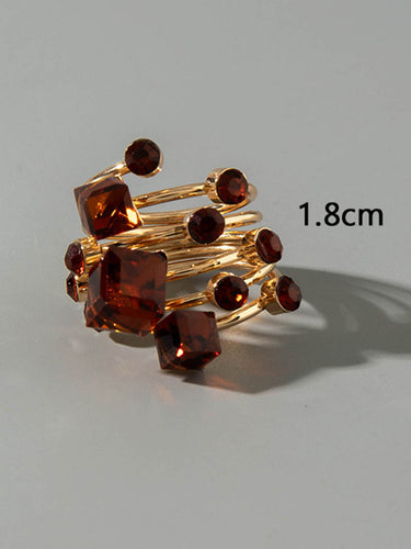 1784769 Geometric Rhine Stones Rings Accessories