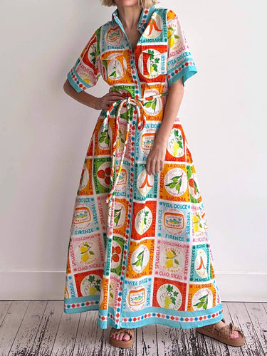 buttoned a line dress A-Line High Waisted Buttoned Pleated Solid Color Split-Joint Notched Collar Maxi Dresses Shirt Dress