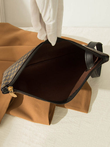 1735822 Crocodile Texture Geometric Print Zipper Handbag