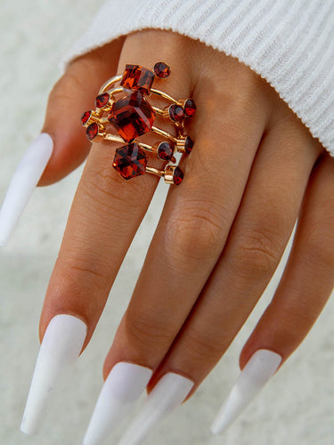 1784770 Geometric Rhine Stones Rings Accessories