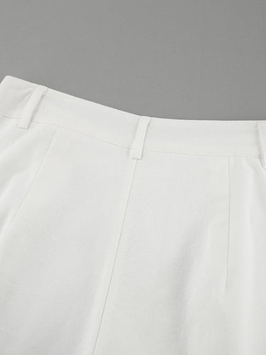 1742264 Elasticated Waist High Waisted Pleated Solid Color Split-Joint Pants