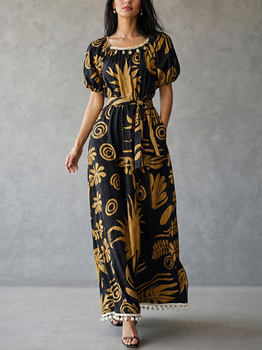 square neck puff sleeve maxi dress Red Toile Maxi Dress Square Neck, Puff Sleeves, Fully Lined Chiffon Elegance