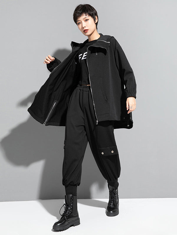 Casual Daily Slit Zipper Hooded Outerwear(9 Colors)