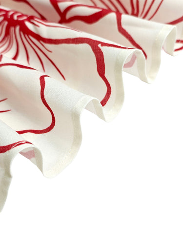 Hoch taillierte, kontrastfarbene, floral bedruckte, plissierte Taschen-Röcke