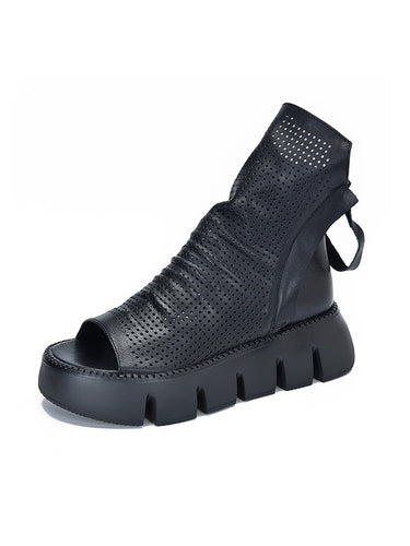 1133244 High-Top Open Toe Mesh Zipper Platform Shoes Sandals