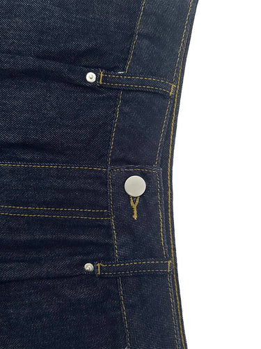 Loose Wide Leg Pleated Pockets Jean Pants Bottoms