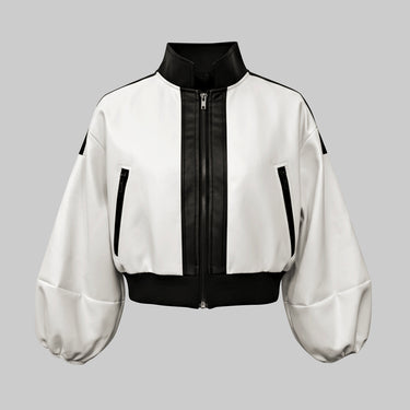Jassen met pofmouwen, contrasterende kleur, split-joint ritssluiting en opstaande kraag.&Chaver