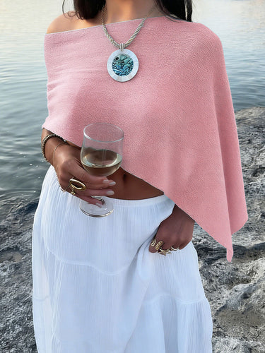 1747139 Irregularity Loose See-Through Solid Color One-Shoulder Cape