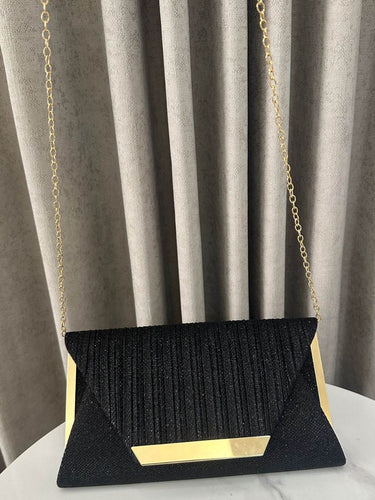 1740356 Chains Geometric Pleated Shiny Crossbody Bags Evening Bags & Clutches Mini Bags