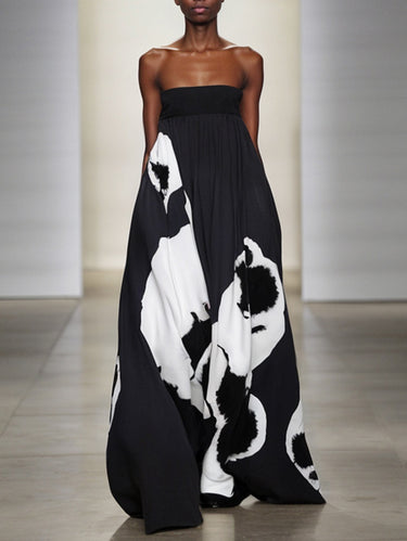 Vestidos maxi de tubo de articulación dividida con estampado estampado en línea A