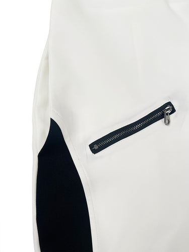 Loose Sleeveless Contrast Color Pockets Zipper V-Neck Jumpsuits