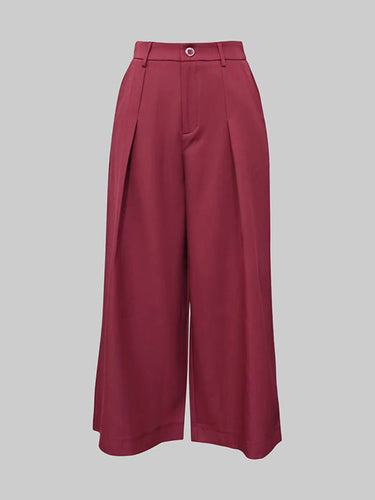 Loose Ninth Pants Solid Color Zipper Casual Pants Bottoms Trousers