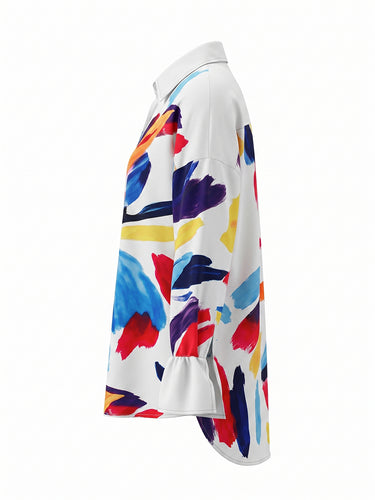 Blouses met lange mouwen, losse pasvorm, knoopsluiting en revers met strik in een contrasterende kleur.&Shirts Tops