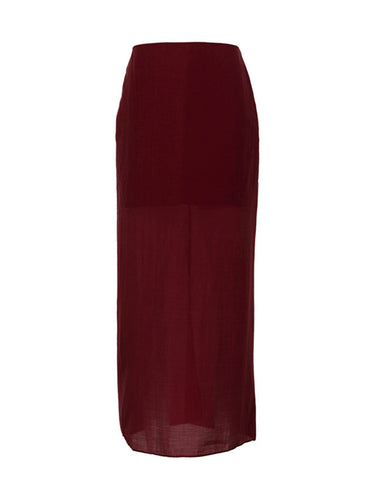 1740860 Bodycon High Waisted See-Through Solid Color Split-Joint Skirts Bottoms