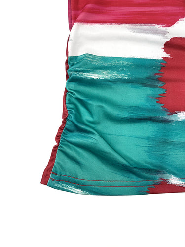 Skinny T-shirts met ronde hals en korte mouwen in contrasterende kleuren en geruite print