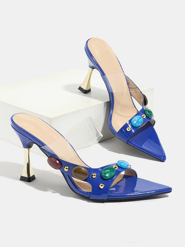 1783533 Open Toe Rhine Stones Pumps Sandals
