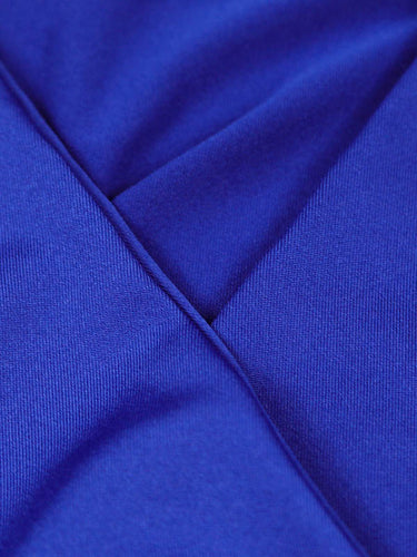 1726395 Bodycon Elasticated Waist Pleated Ruffled Solid Color Split-Joint V-Neck Midi Dresses