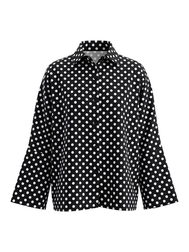 Blouses met lange mouwen, losse pasvorm, knoopsluiting, contrasterende stippen en een splitrevers.&Shirts Tops