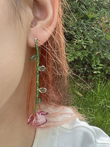 Pendientes de caída geométrica de forma de flor asimétrica