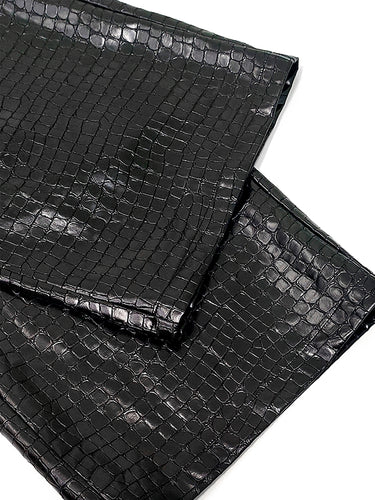 1716133 Loose Wide Leg Crocodile Texture Leather Loop Pants