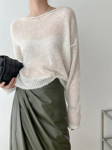 Gentle mohair a maglietta a maglietta a maglia top sottili di colore maglione
