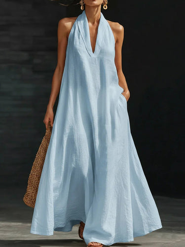 A-Line Loose Pockets Solid Color V-Neck Maxi Dresses Uoozee official A-Line Loose Pockets Solid Color V-Neck Maxi Dresses Uoozee official