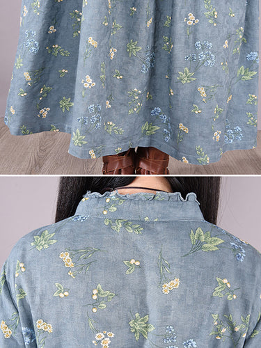 Robe midi en coton imprimée à imprimé florale vintage robe midi