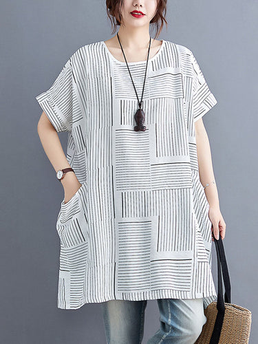 T-shirt a righe con maniche corte sciolte