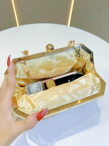 1739751 Chains Pleated Rhine Stones Split-Joint Evening Bags & Clutches Handbags