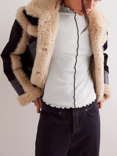 1715477 Long Sleeves Skinny Solid Color Round-Neck T-Shirts