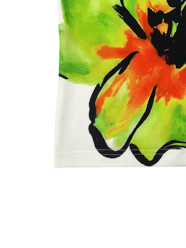 T-shirts met korte mouwen, bloemenprint en ronde hals