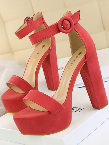 1748778 Buckle Peep-Toe Split-Joint Pumps Sandals