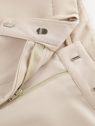 1784010 Cropped Sleeveless Buttoned Pockets Solid Color V-Neck Pants Two Pieces Set Vest Top