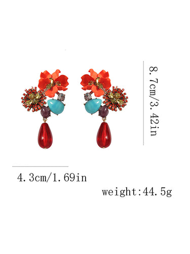 1715220 Flower Shape Geometric Water Drop Earrings Accessories