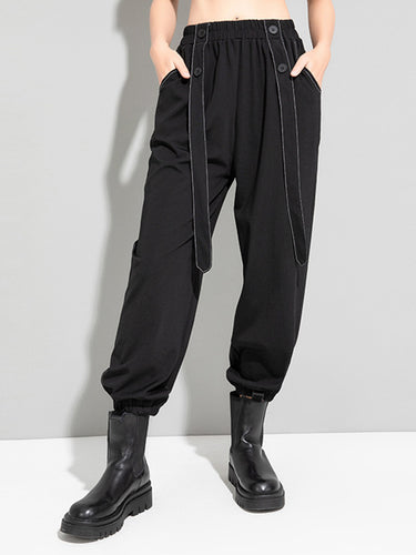 Städtische hoch taillierte schwarze Casual Hosenboden Harem Hosen Hosen