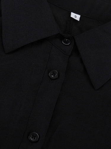 1740910 Bodycon Elasticated Waist Belted Buttoned Layered Solid Color Split-Joint Mini Dresses Shirt Dress