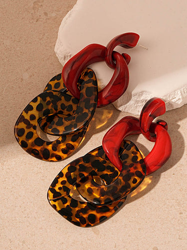 1773899 Geometrische Leoparden-Tropfenohrringe in Kontrastfarbe