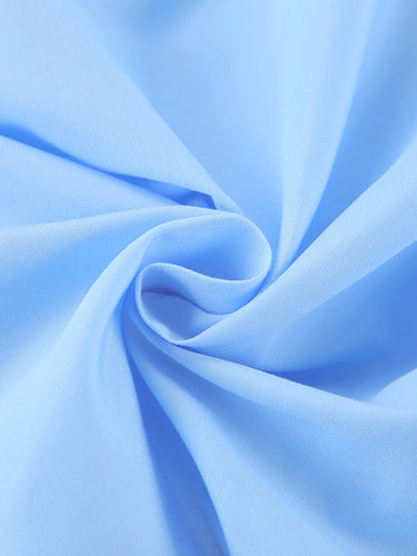 1742202 Long Sleeves Loose Buttoned Solid Color Split-Joint Twist Lapel Mini Dresses Shirt Dress