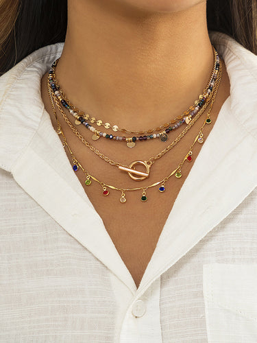 Collier en strass de perles colorées vintage