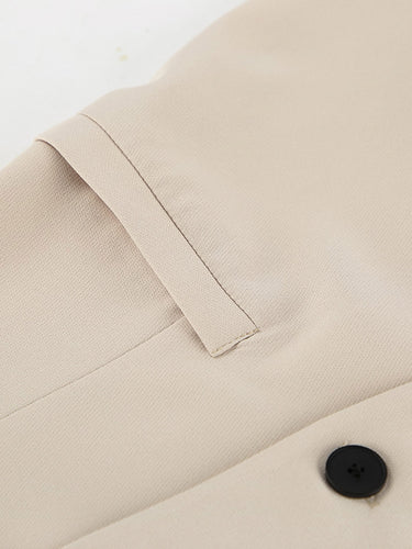 1784006 Cropped Sleeveless Buttoned Pockets Solid Color V-Neck Pants Two Pieces Set Vest Top