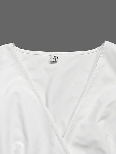 1706729 A-Line High Waisted Layered Solid Color V-Neck Maxi Dresses