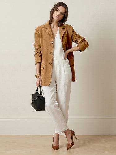 Ropa de abrigo tipo blazer con cuello con muescas y unión dividida de color sólido con botones sueltos y mangas largas