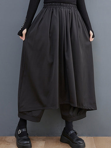Perna larga da perna larga solta cor de cor sólida elástica calças