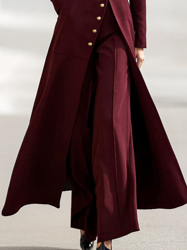 High Waisted Wide Leg Pleated Solid Color Pants Trousers