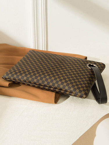 1735862 Crocodile Texture Geometric Print Zipper Handbag